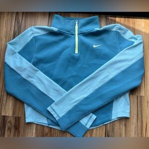 Nike Blue Cropped pull over Jacket turtle neck